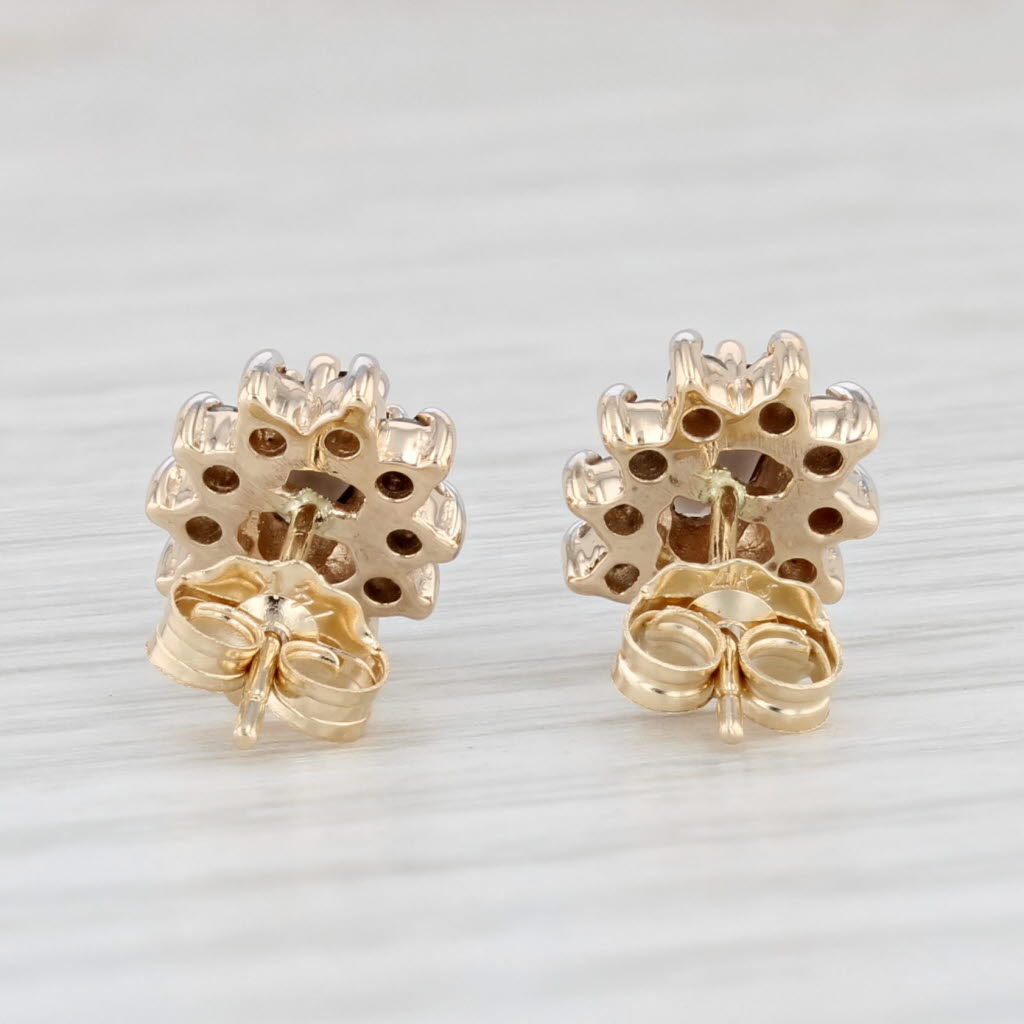 Light Gray 0.76ctw Smoky Quartz Diamond Halo Stud Earrings 14k Yellow Gold