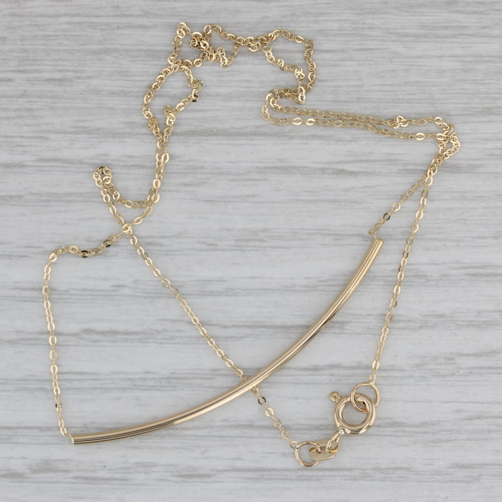 Gray Bar Cable Chain Necklace 14k Yellow Gold 18"
