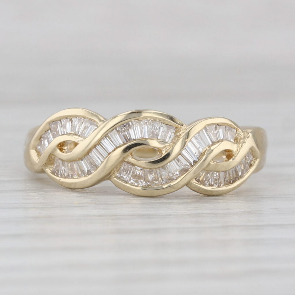 Light Gray 0.60ctw Diamond Woven Ring 14k Yellow Gold Size 6.75 Wedding Anniversary Band