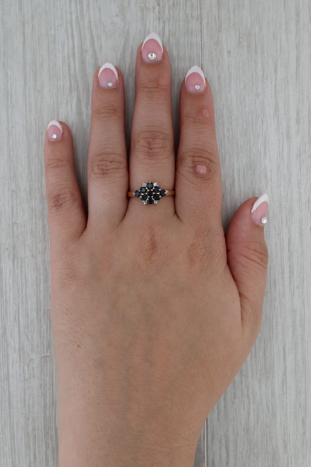 1.46ctw Blue Sapphire Diamond Flower Cluster Ring 14k Yellow Gold Size 9.25
