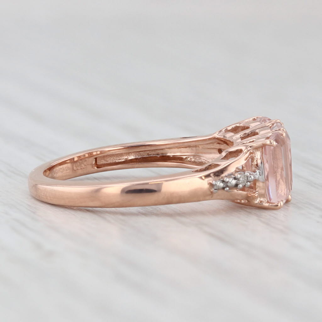 Light Gray 1.78ctw 3-Stone Morganite Diamond Ring 10k Rose Gold Size 5 COA