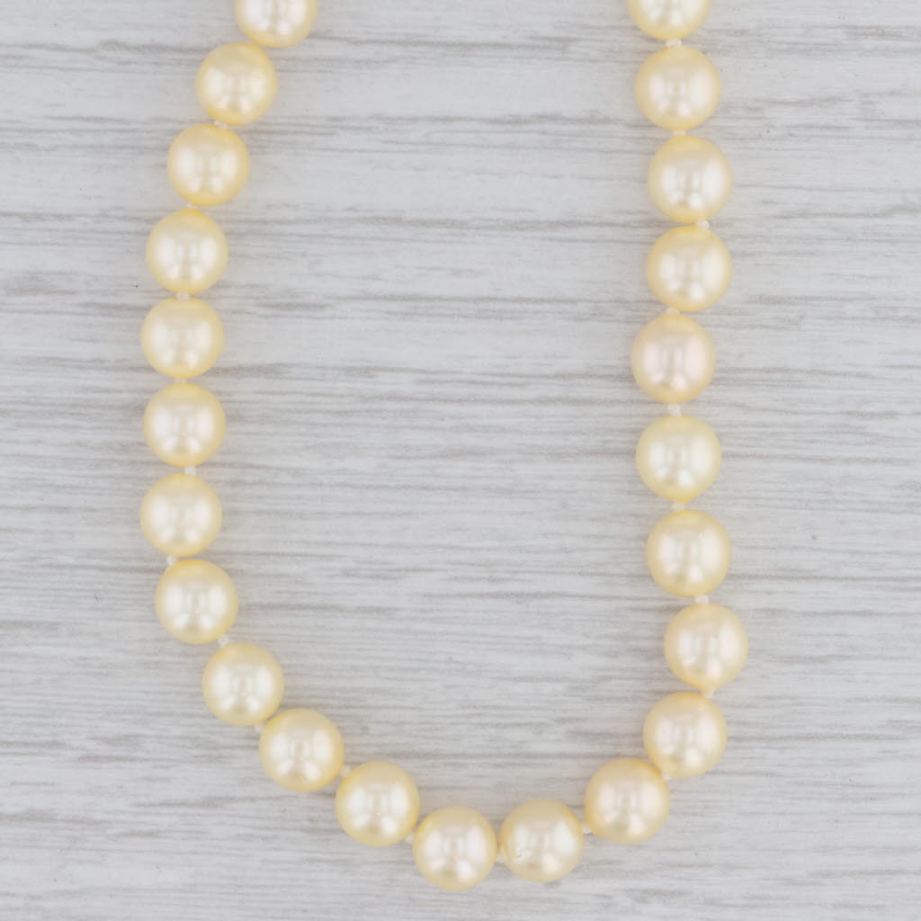 Gray Cultured Cream Pearl Bead Strand Necklace 14k Yellow Gold 19.75"