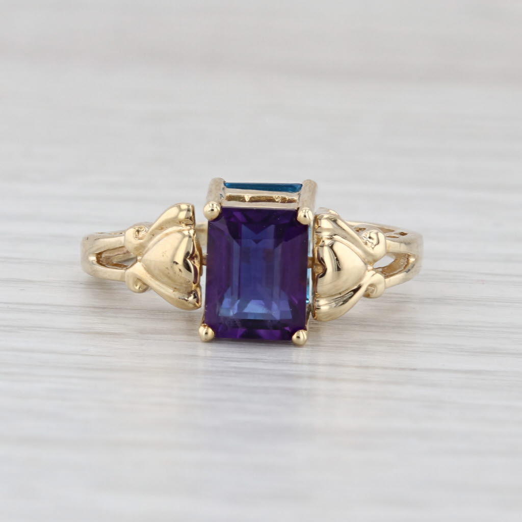 3.60ctw Reversible Amethyst Topaz Flip Ring 10k Yellow Gold Size 7.5