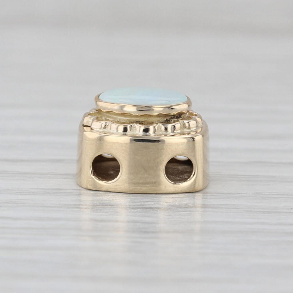 Vintage Opal Slide Bracelet Charm 14k Yellow Gold Oval Cabochon Solitaire