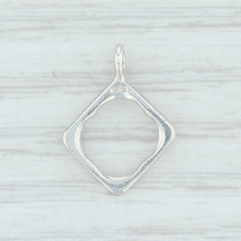 Light Gray Open Square Charm Sterling Silver 925 Pendant