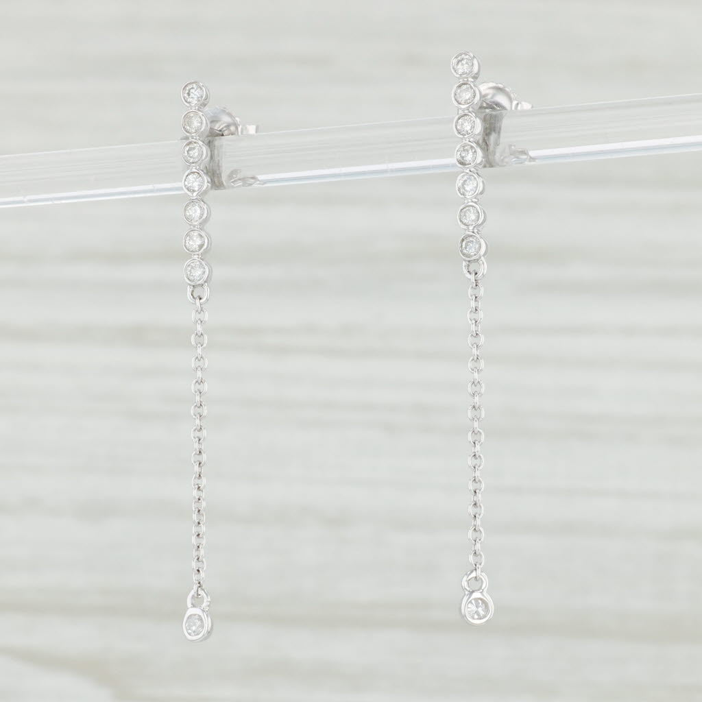 Light Gray New 0.20ctw Diamond Dangle Journey Earrings 14k White Gold Pierced Drops