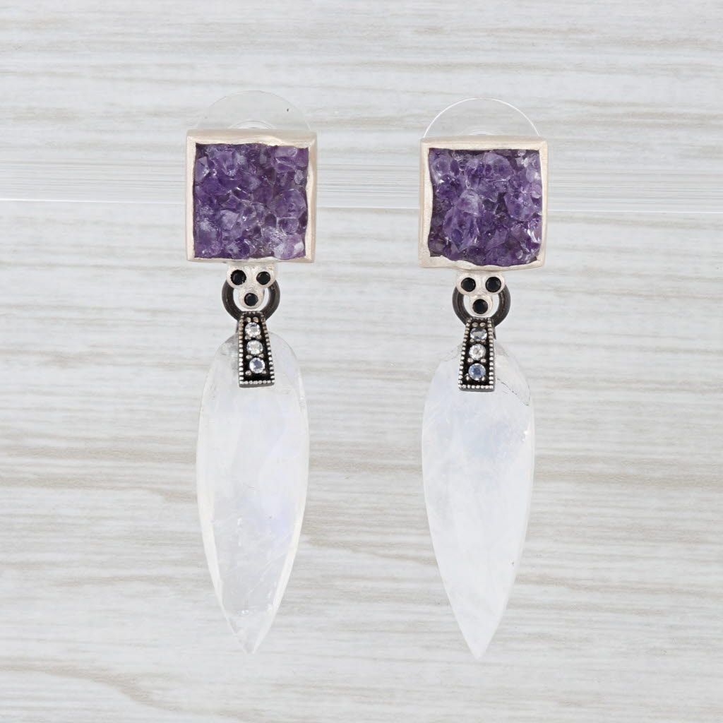 Light Gray New Nina Nguyen Amethyst Moonstone Dangle Earrings Sterling Silver Spinel