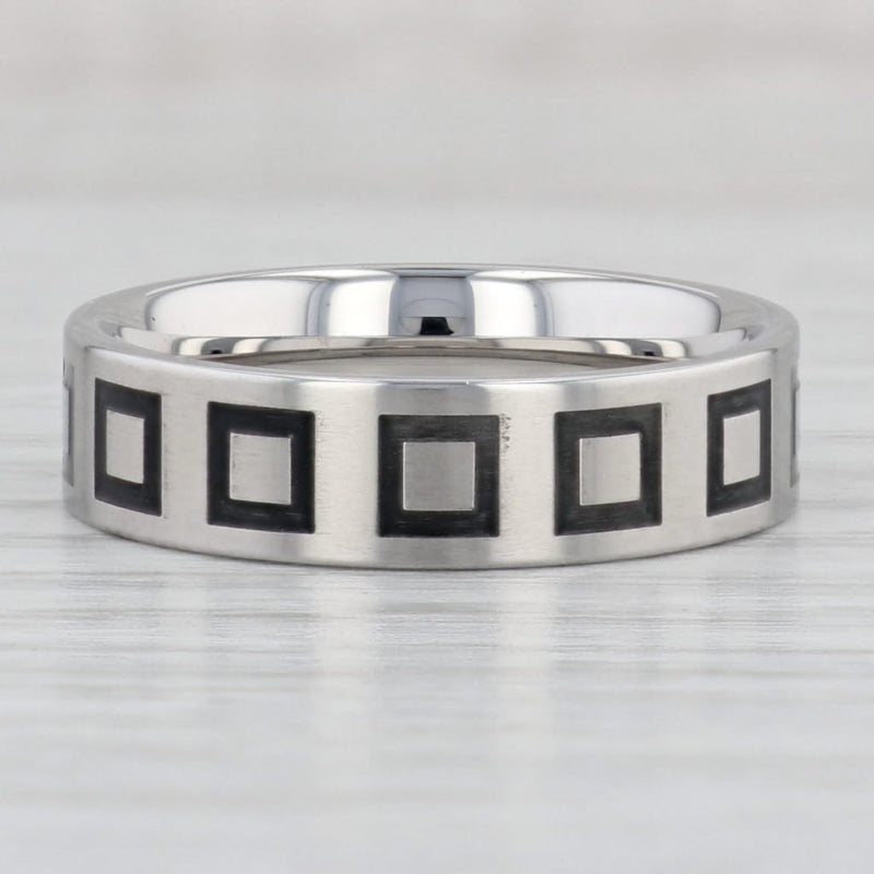 New Square Pattern Titanium Ring Size 10 - 10 1/4 Wedding Band