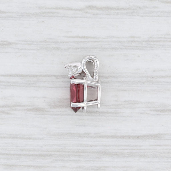 0.83ctw Garnet CZ Pendant 14k White Gold Red White Gemstone Drop