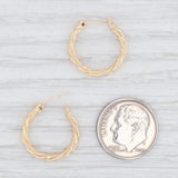 Twist Hoop Earrings 14k Yellow Gold Snap Top Pierced Round Hoops
