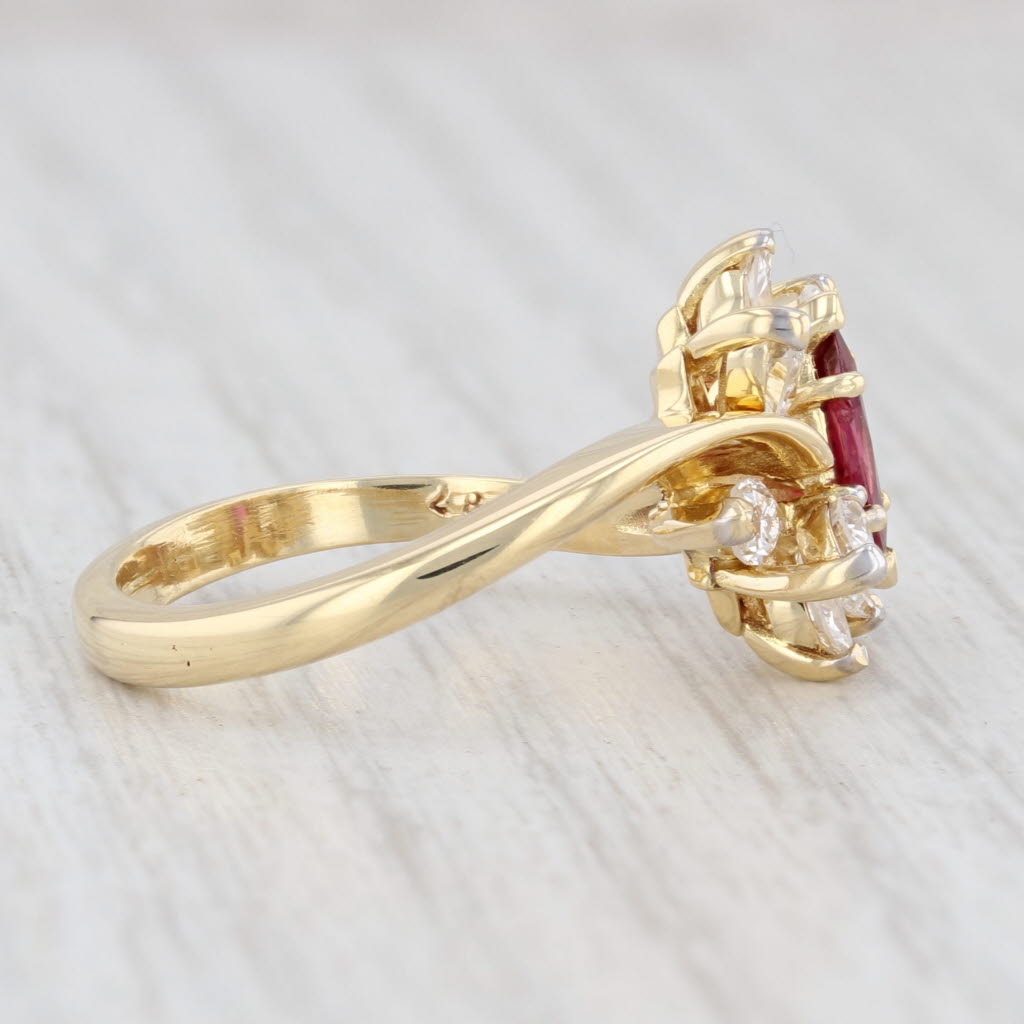 Light Gray Kurt Wayne 1.15ctw Marquise Ruby Diamond Cluster Ring 18k Yellow Gold Size 6.5