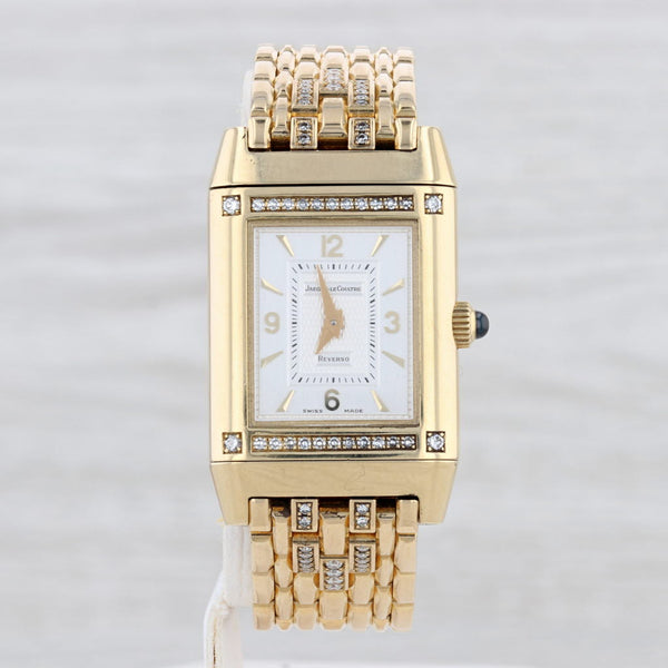 Light Gray Jaeger-LeCoultre Reverso Diamond Ladies Watch Bracelet 18k Yellow Gold 265.1.86