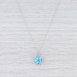 Light Gray New 4.19ctw Blue Topaz Synthetic White Sapphire Halo Pendant Necklace 10k Gold