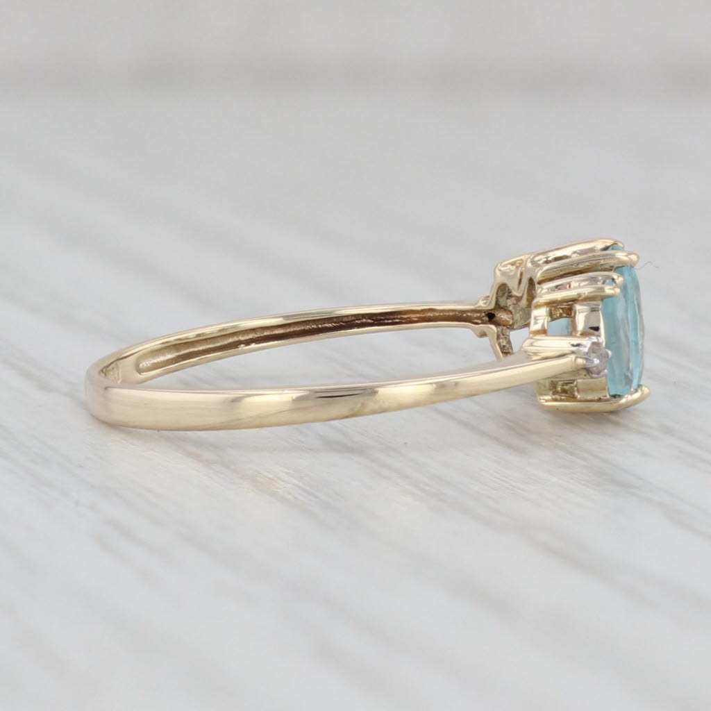 Light Gray 0.68ctw Blue Apatite 3-Stone Oval Ring 10k Yellow Gold Size 6.25