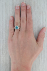 Dark Gray 2.17ctw Oval Blue Apatite Diamond Ring 14k White Gold Size 7