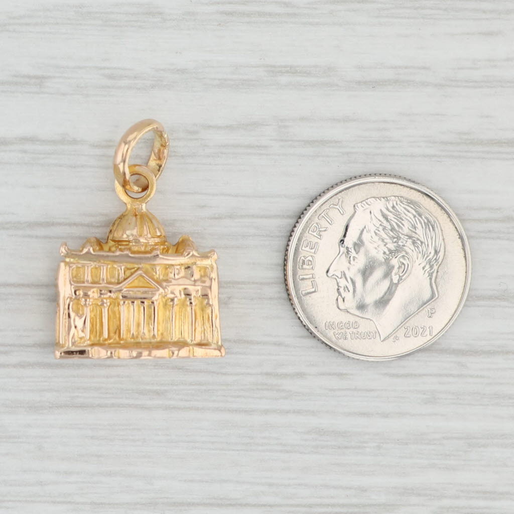 Light Gray Saint Peters Basilica Charm 18k Yellow Gold Vatican Italy Souvenir Pendant