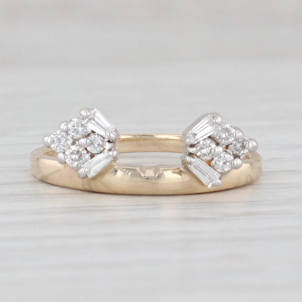 Light Gray 0.24ctw Diamond Cluster Ring Enhancer Guard 14k Yellow Gold Size 5.5 Wedding