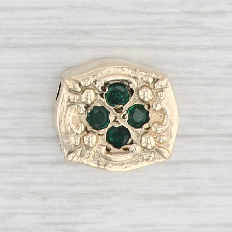 0.20ctw Emerald Slide Charm 14k Yellow Gold Vintage Goldman Kobler