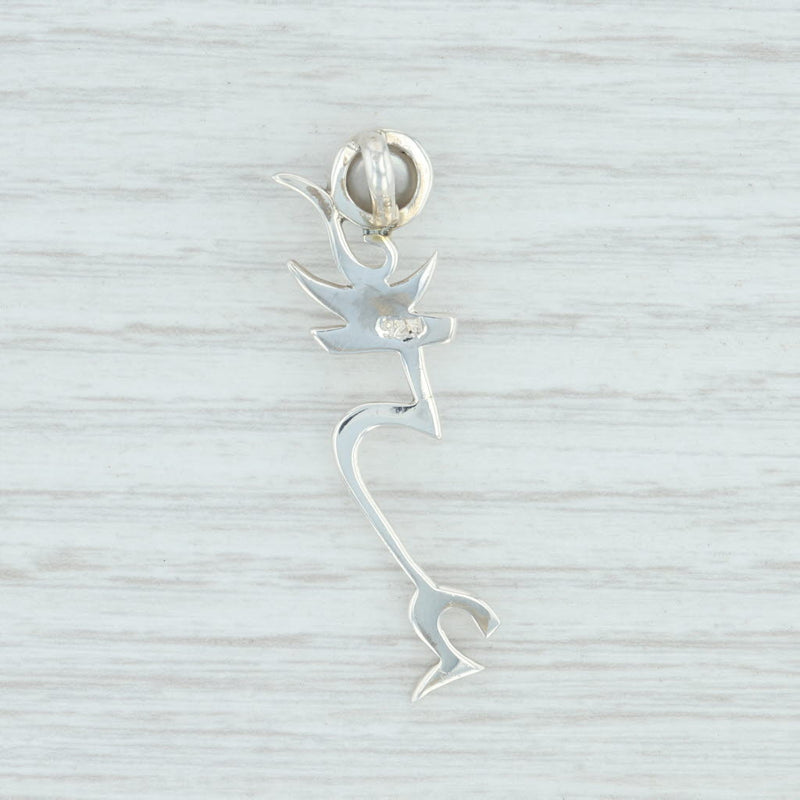 Cultured Pearl Arabic Symbol Pendant Sterling Silver June Birthstone