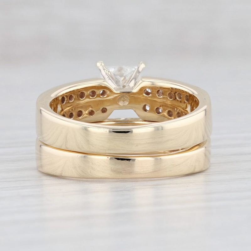 Light Gray 1.94ctw GIA Princess Square Diamond Engagement Ring Wedding Band 14k Gold
