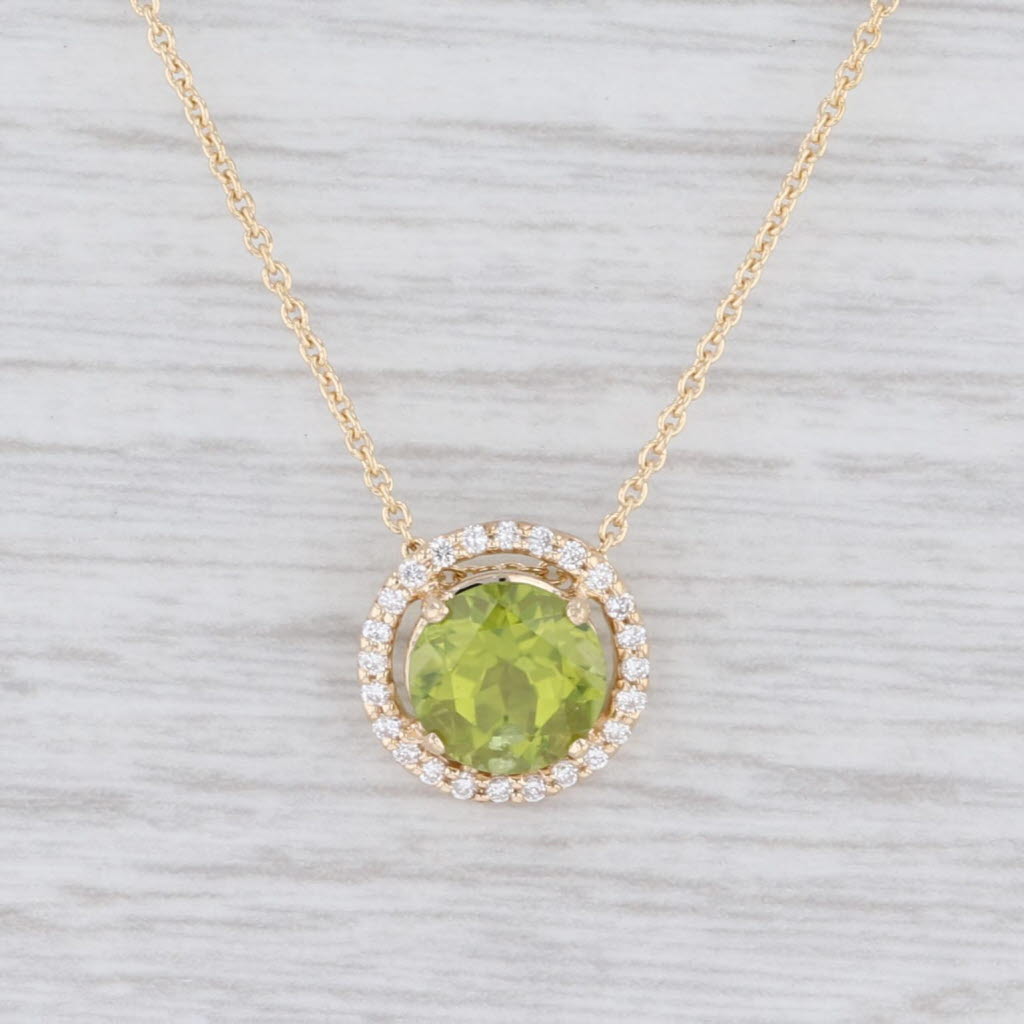 Light Gray New Beverley K 1.52ctw Peridot Diamond Halo Pendant Necklace 14k 18k Gold 16"