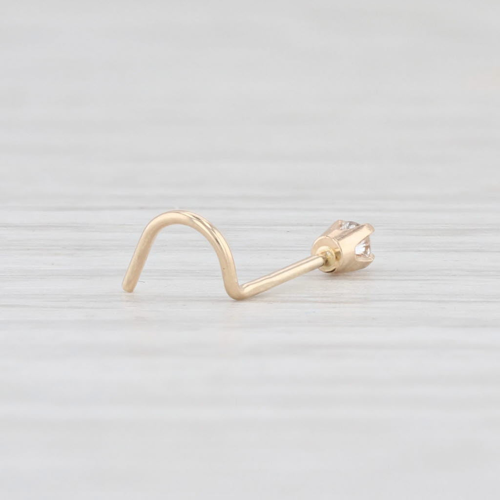 Light Gray New Diamond Nose Stud Ring 14k Yellow Gold Round Solitaire Body Piercing Curved