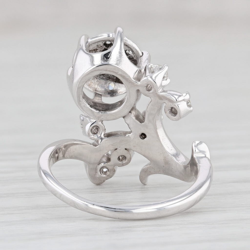 Light Gray Vintage Jabel 0.29ctw Diamond Flower Ring 18k White Gold Sz 4.5 Floral Cocktail