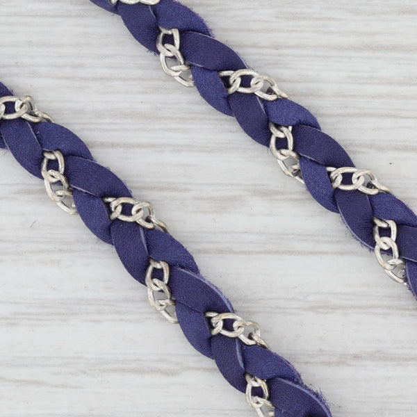 Light Gray New Nina Nguyen Cordelia Necklace White Druzy Pendant Woven Purple Leather