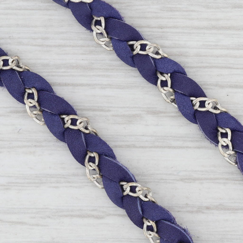 New Nina Nguyen Cordelia Necklace White Druzy Pendant Woven Purple Leather