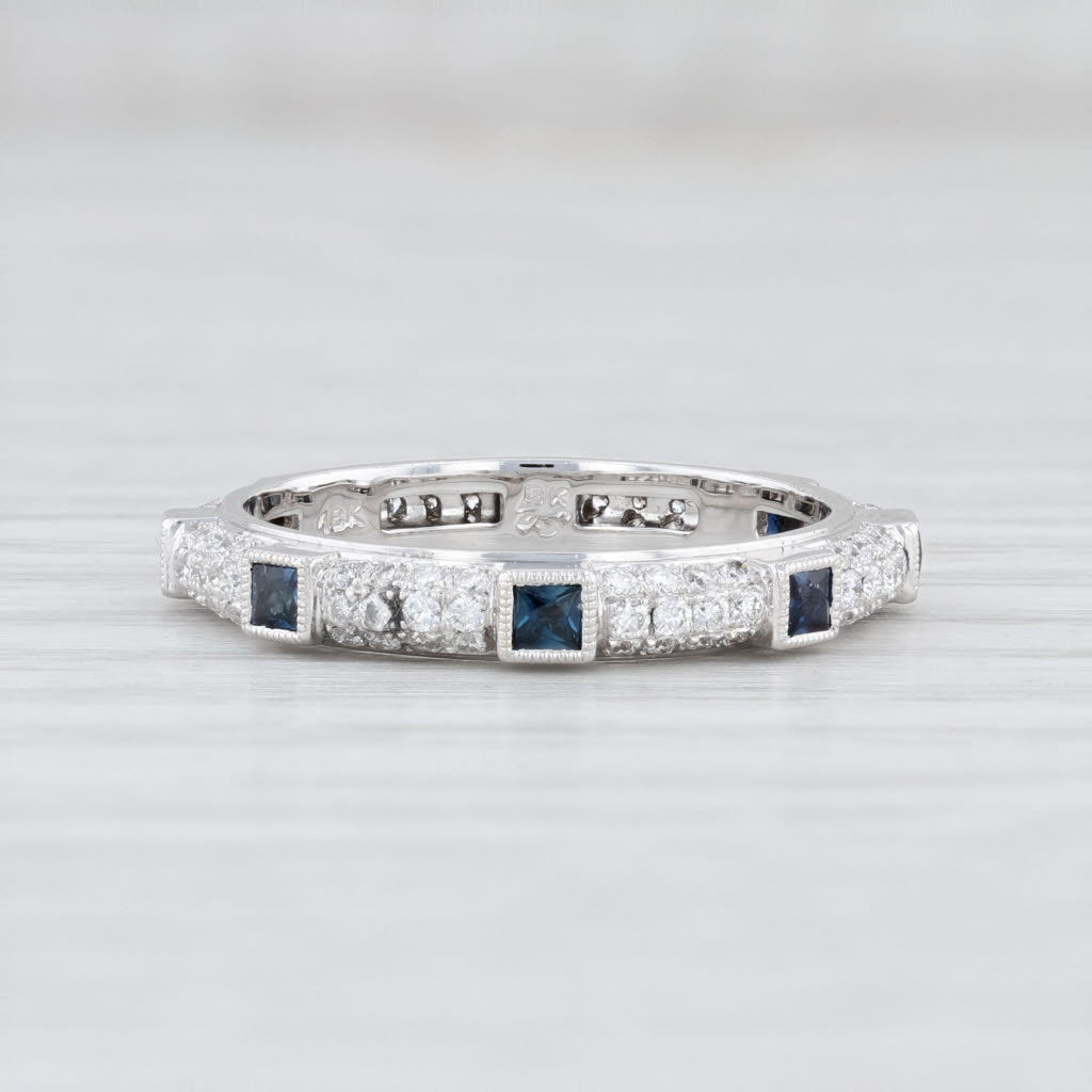 Light Gray New Beverley K Diamond Sapphire Eternity Ring 18k White Gold Stackable Band 6.5