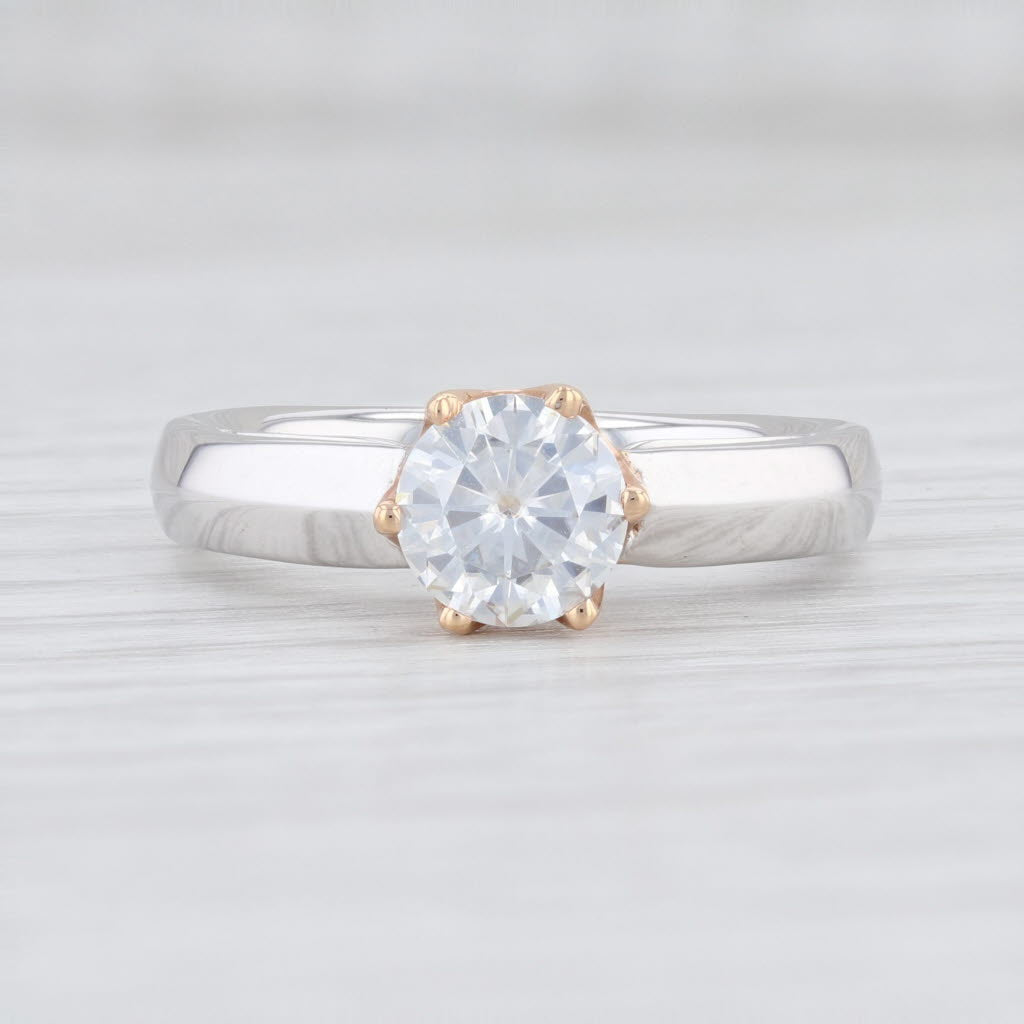 Light Gray New 0.96ctw Moissanite Diamond Engagement Ring 18k Gold Size 6.75 Semi Mount