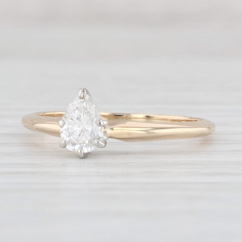 0.50ct Pear Solitaire Engagement Ring 14k Yellow Gold Size 6.75