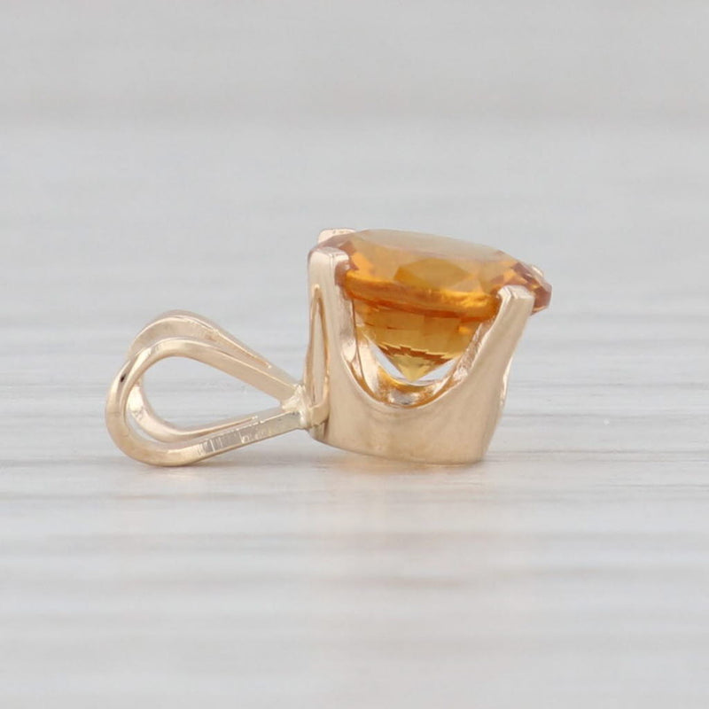 1ct Orange Citrine Pendant 14k Yellow Gold Round Solitaire November Birthstone