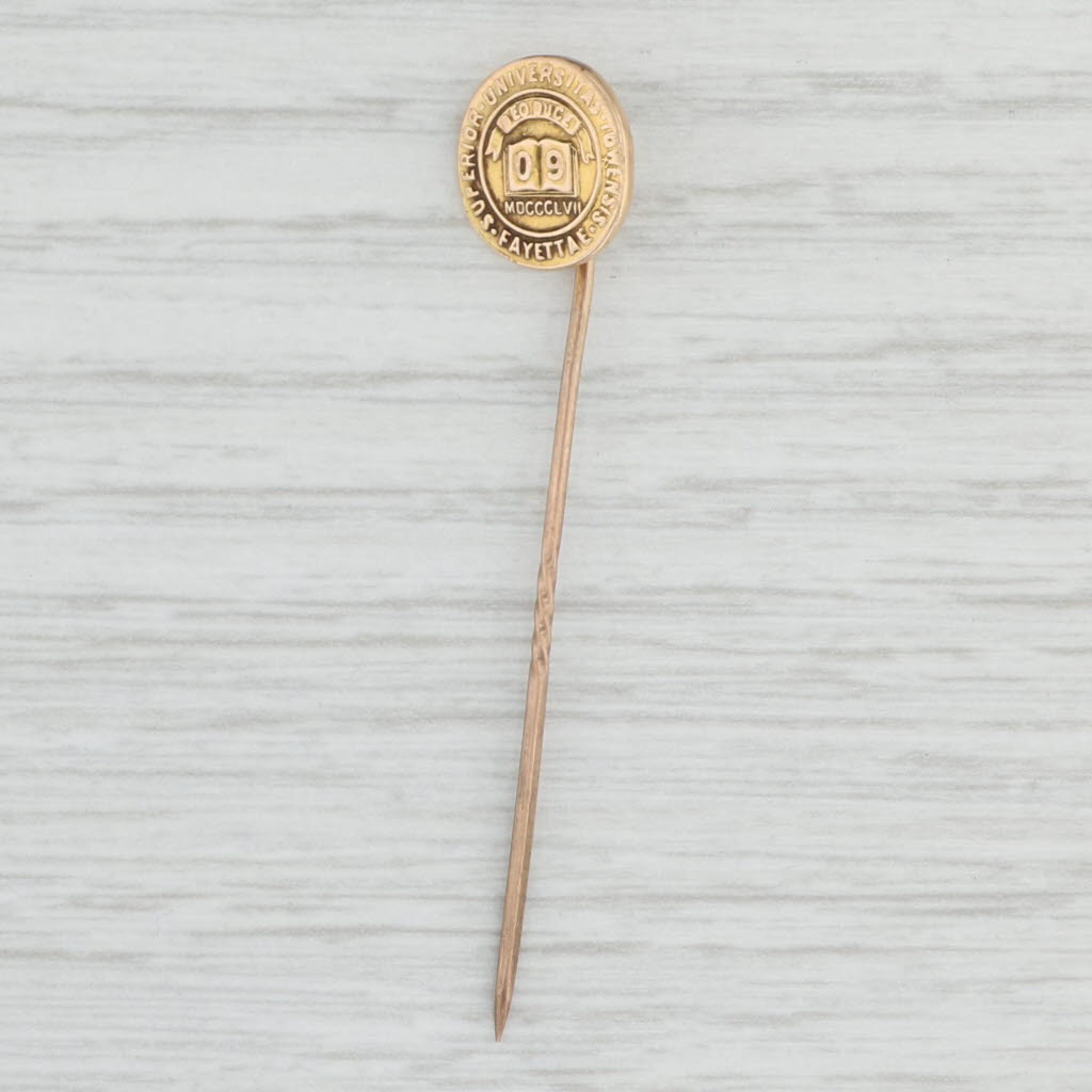 Light Gray Upper Iowa University Stickpin 14k Gold Gold Filled Vintage School Pin