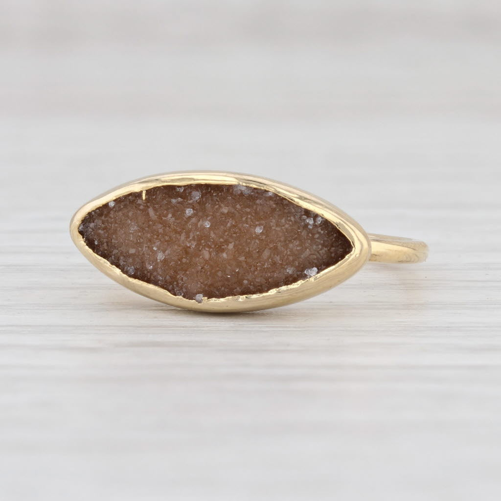 Light Gray New Nina Nguyen Ring Sand Druzy Quartz Sterling Silver 22k Gold Vermeil Size 7