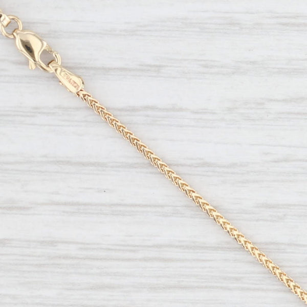 Lavender 28.5" Long Wheat Chain Necklace 14k Yellow Gold 1.4mm