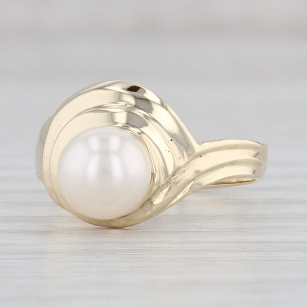 Light Gray Cultured Pearl Solitaire Ring 14k Yellow Gold Size 5