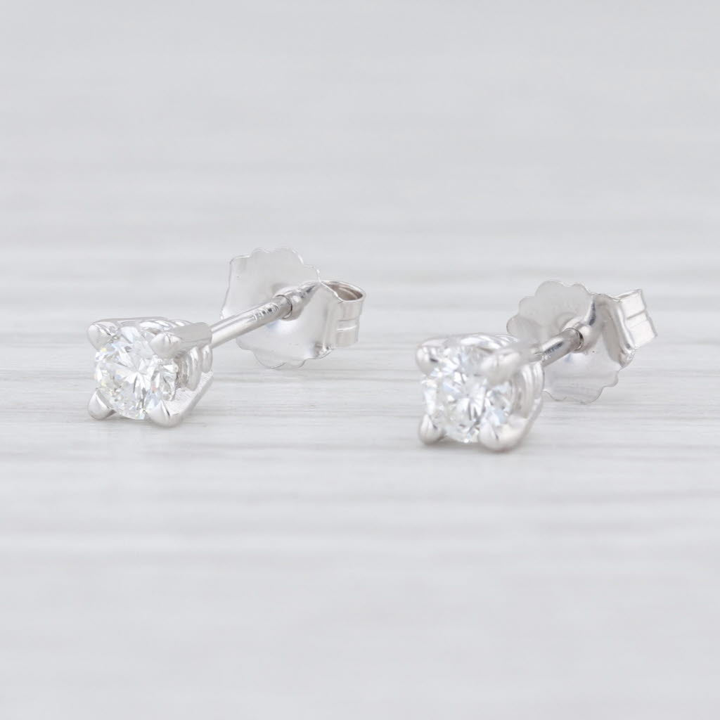 Light Gray New 0.26ctw Diamond Stud Earrings 14k White Gold Round Solitaire Studs VS2