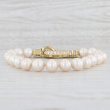 Cultured Pearl 1.13ctw Diamond Statement Bracelet 18k Yellow Gold 7.75"