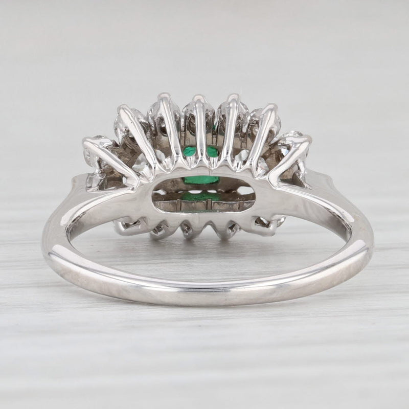 Light Gray 0.74ctw Emerald Diamond Halo Ring 18k White Gold Size 4 Engagement