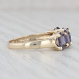 Light Gray 1.90ctw Iolite Ring 10k Yellow Gold Size 6.25 Stackable Tiered 5-Stone