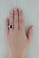 Dark Gray 3.15ct Cushion Amethyst Solitaire Ring 14k White Gold Size 7.75