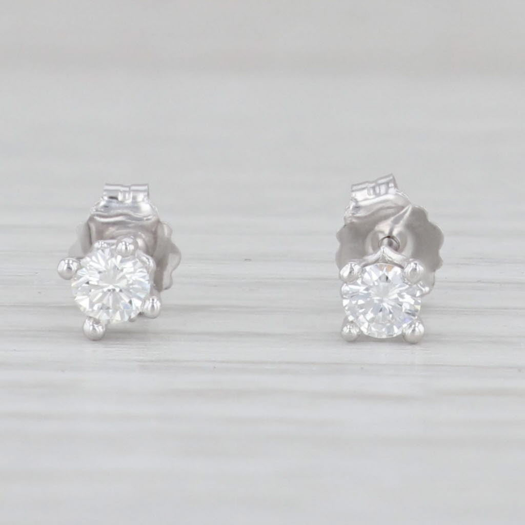 Light Gray New 0.20ctw VS2 Diamond Stud Earrings 14k White Gold Small Round Solitaire Studs