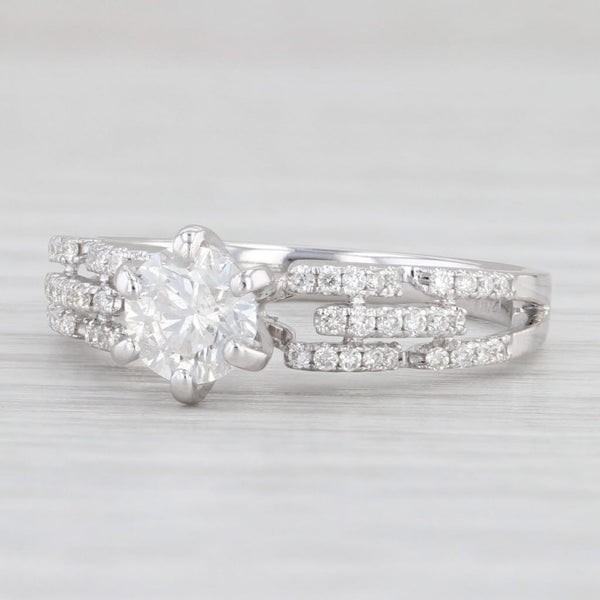 Light Gray 0.72ctw Round Diamond Engagement Ring 14k White Gold Unique Band Size 6.75