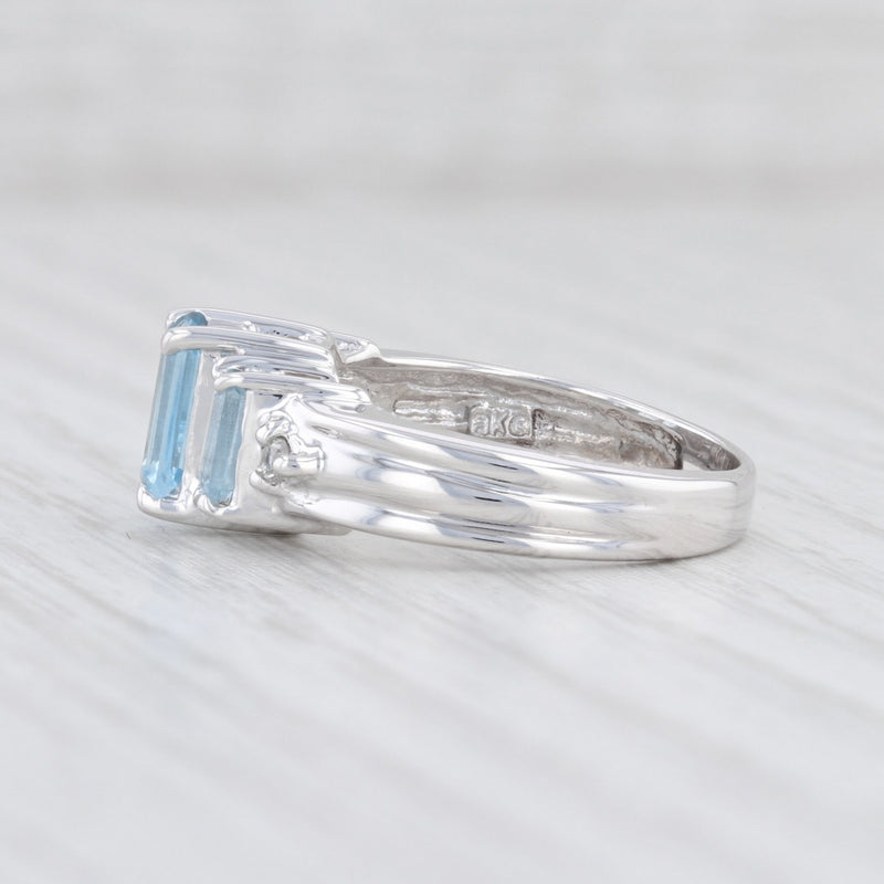 New 1.38ctw Aquamarine Diamond Ring 14k White Gold Size 6.5 3-Stone March