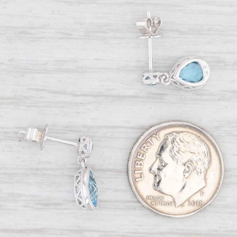 New 1.86ctw Blue Topaz Teardrop Earrings 14k White Gold December Birthstone