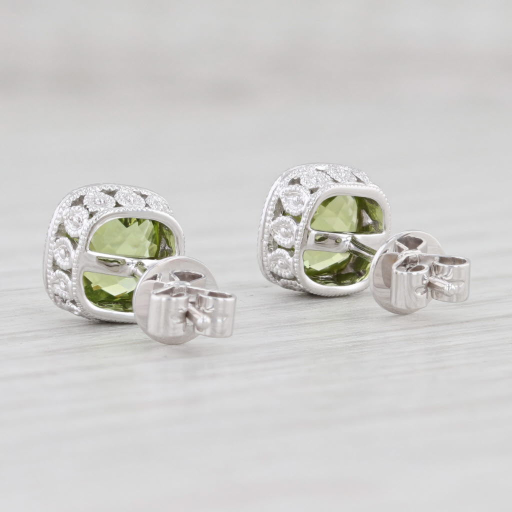 Light Gray New 2.18ctw Peridot Solitaire Stud Earrings 14k White Gold August Birthstone