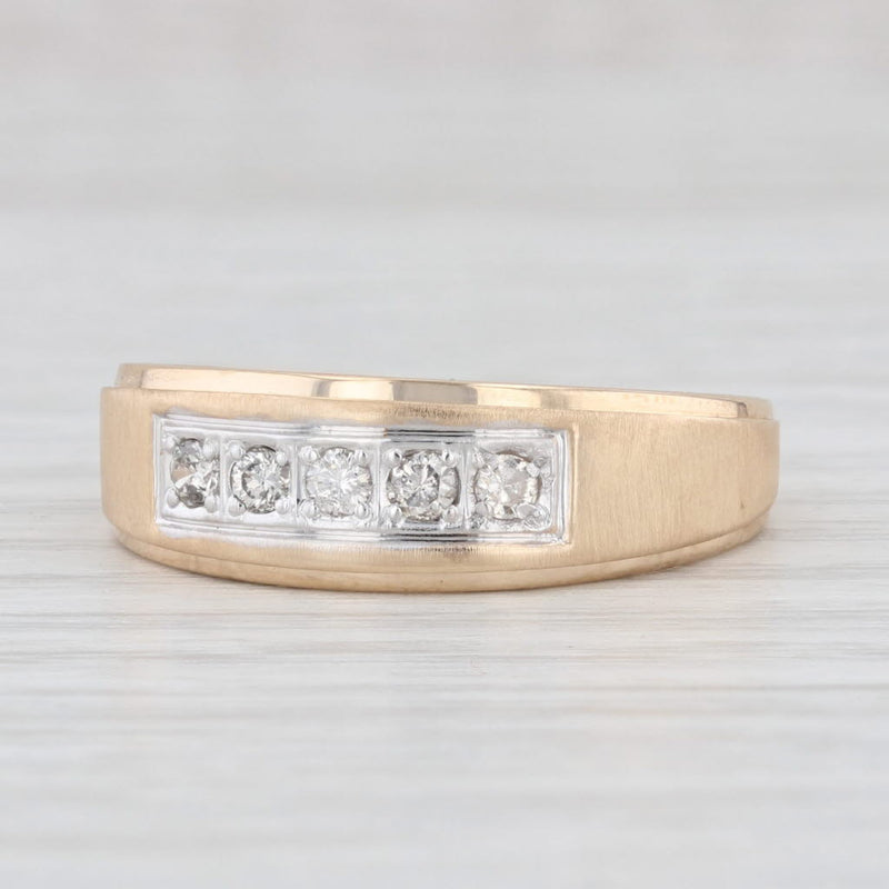 Light Gray 0.20ctw Diamond Men's Wedding Band 14k Yellow Gold Size 11.5 Ring