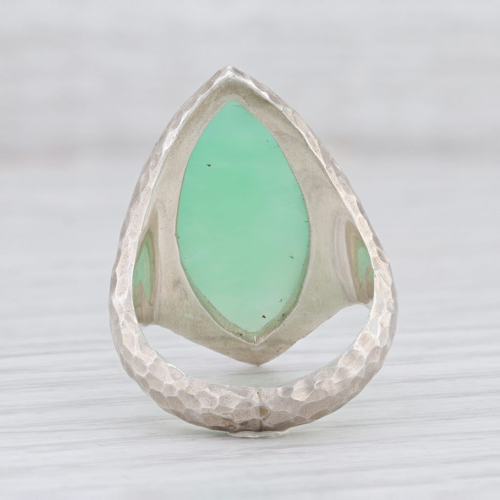 Light Gray New Nina Nguyen Green Chrysoprase Ring Mekong Sterling Silver Hammered Size 7