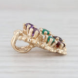 Gemstone Butterfly Pendant 14k Yellow Gold Opal Amethyst Chalcedony Garnet